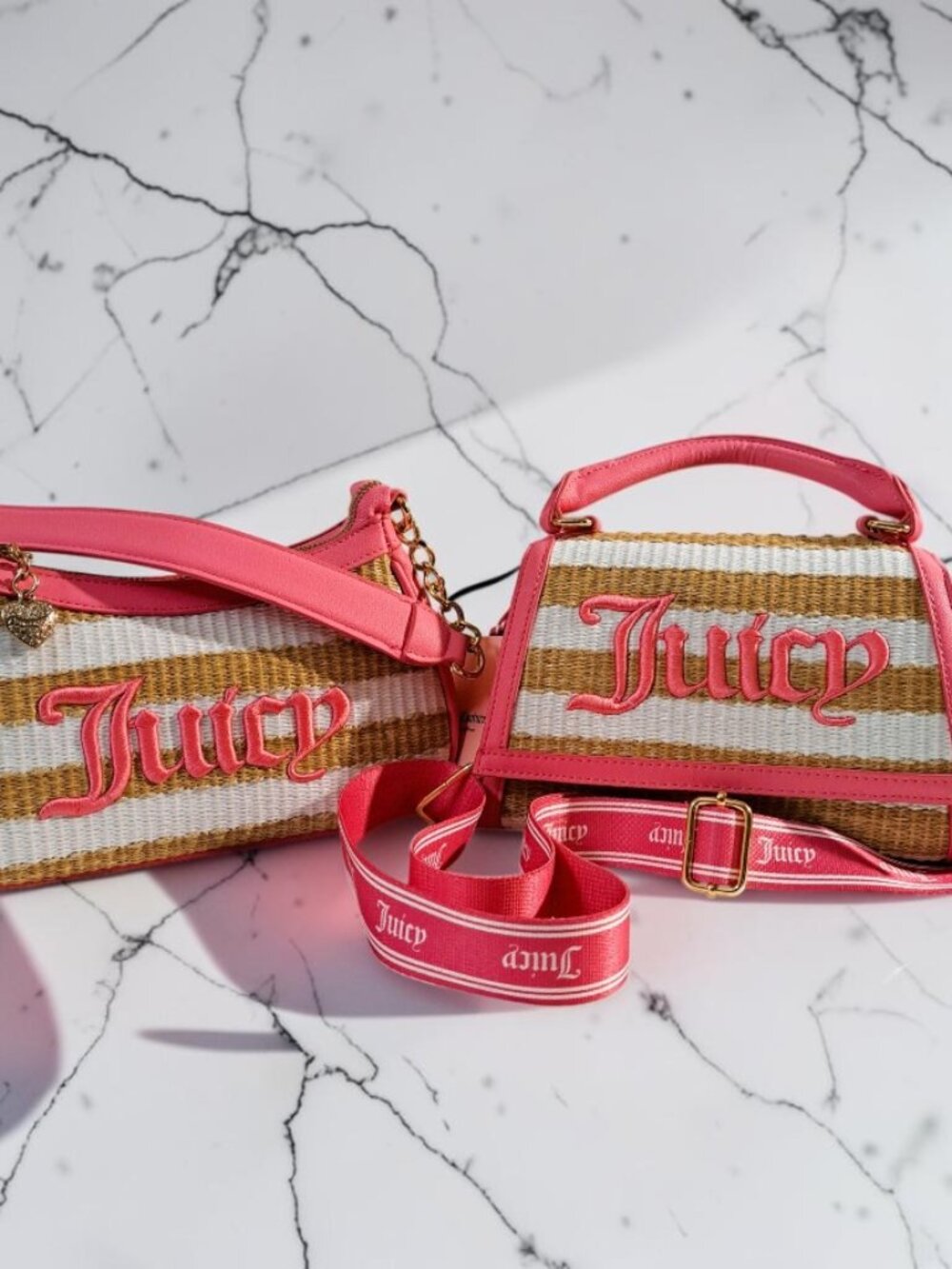 Juicy Couture Juicy Gelato Natural, White & Pink Crossbody & Shoulder Bag Bundle